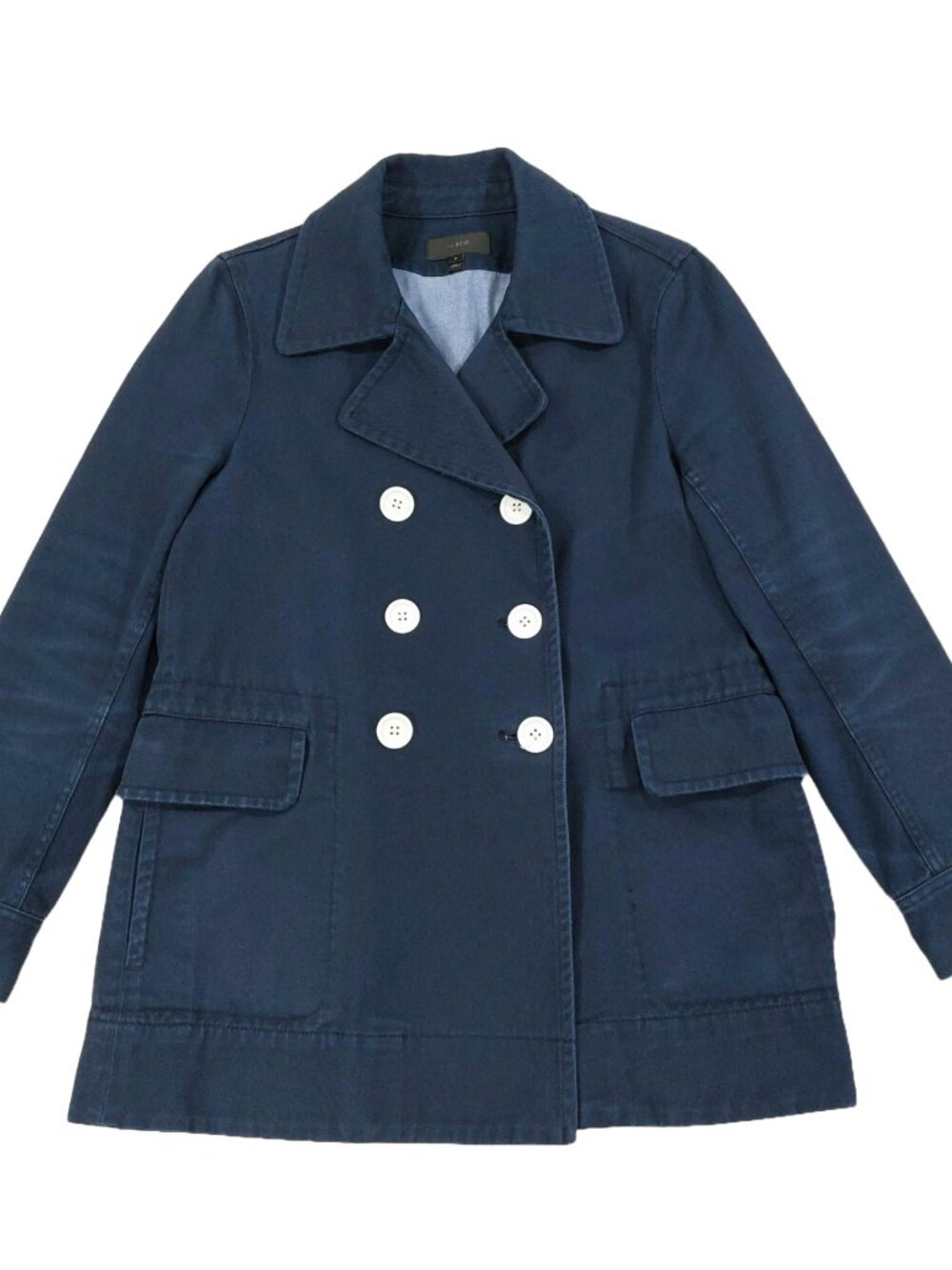 J.Crew Cotton Twill Majesty Peacoat Women Sz 6, Double Breasted, Button Up, Navy